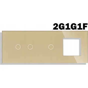 Elektrická zásuvka SKLENĚNÝ PANEL PRO DOTYKOVÉ MODULY RÁMEČEK TROJITÝ 2G+1G+1F ZÁSUVKA ZLATÝ