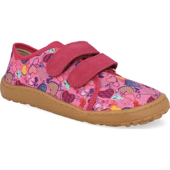 Dívčí obuv Barefoot plátěnky Froddo - Canvas Fuxia+ srdce fuchsiové Velikost: 33