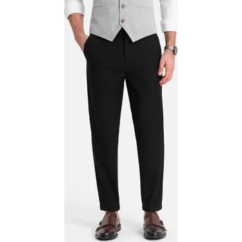 Ombre Kalhoty z materiálu OM-PACP-0157 Černá Chino Fit XXL