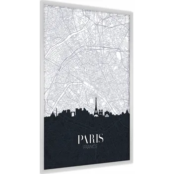 Obraz Plakát v Rámu Plán Města PAŘÍŽ Typografie 30x40