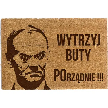 Rohožka ROHOŽKA PŘED DVEŘE 60 x 90 cm "Pořádně si Otřete Boty" Kokosová