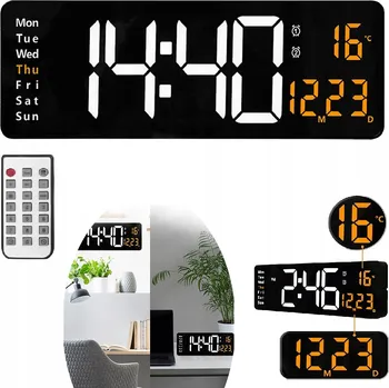 Hodiny ELEKTRONICKÝ LED BUDÍK HODINY STOJÍCÍ ZÁVĚSNÉ NEJVĚTŠÍ 39 CM + DÁLKOVÉ OVLÁDÁNÍ XXL