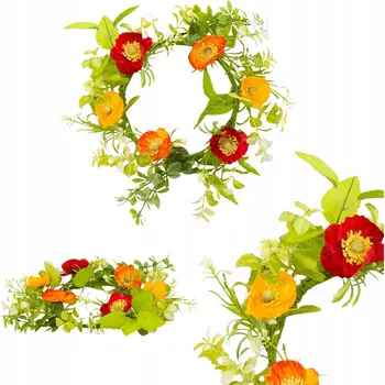 Věnec Jarní dekorativní věnec 30 cm – květinová ozdoba na dveře, stůl i zeď