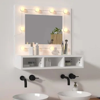 vidaXL Zrcadlová skříňka s LED bílá 60 x 31,5 x 62 cm