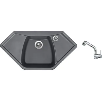 Granitový dřez Set Sinks NAIKY 980 Titanium + baterie Sinks MIX 3 S Chrom