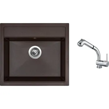 Granitový dřez Set Sinks SOLO 560 Marone + baterie Sinks MIX 3 S Chrom