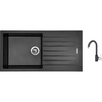 Granitový dřez Set Sinks PERFECTO 1000 Metalblack + baterie Sinks MIX 35 Metalblack
