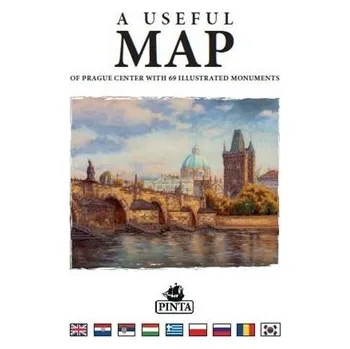 A USEFUL MAP - Praktická mapa centra Prahy s 69 ilustracemi historických památek (modrá)