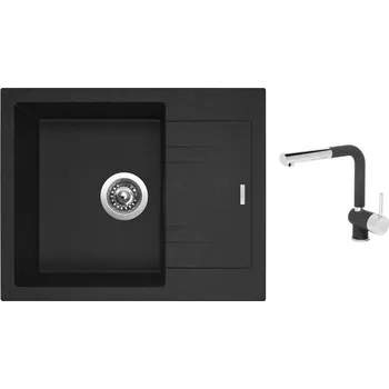 Granitový dřez Set Sinks LINEA 600 N Granblack + baterie Sinks MIX 3 P Granblack