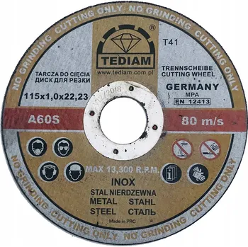 Řezný kotouč ŘEZACÍ KOTOUČ INOX METAL 115 x 1,0 TEDIAM 2v1