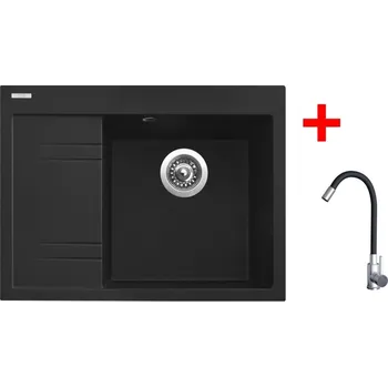 Granitový dřez Sinks RIM 650 P Metalblack + Elasta nerez/černá