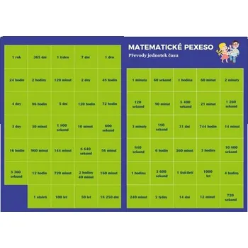 Desková hra Pexeso: Matematika - Převody jednotek času