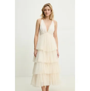 Dámské šaty Šaty Answear.LAB béžová barva, maxi 606572.FLK 01X, vel. L