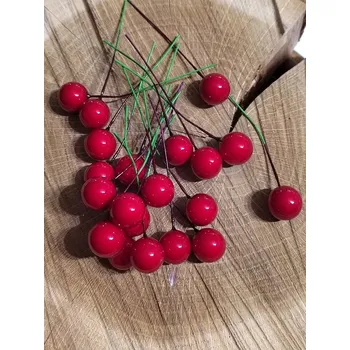 umělá květina Umělá jeřabina na drátku 20 ks zelená