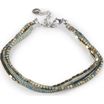 Náramek Náramek z hematitu trojitý, malé, 2 zlatá sv.