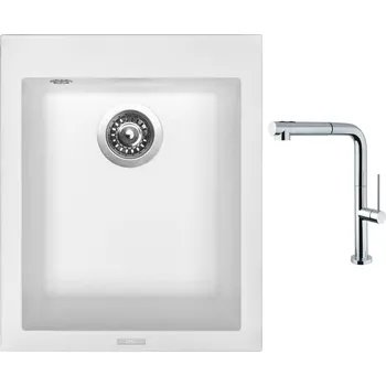 Granitový dřez Set Sinks CUBE 410 Milk + baterie Sinks SLIM S2 kartáčovaná