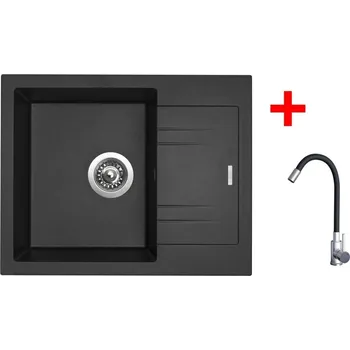 Granitový dřez Sinks LINEA 600 Metalblack + Elasta nerez/černá