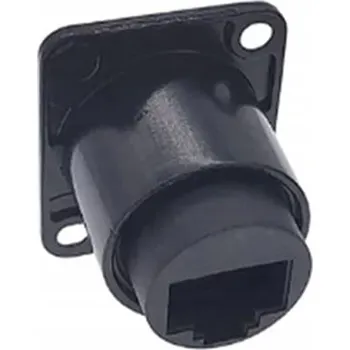 Elektrická zásuvka RJ45 CAT6E PANELOVÁ SÍŤOVÁ ZÁSUVKA D-SHAPE ČERNÁ S MATICEMI A ŠROUBY
