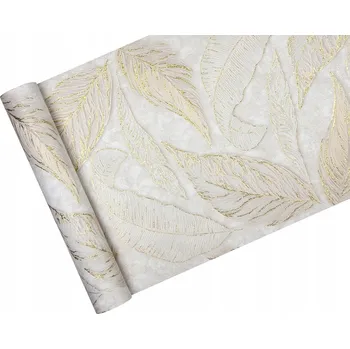 Fototapeta Tapeta Zlaté Listy a béžová OMÍTKA + GLITRY vinylová na vliesu