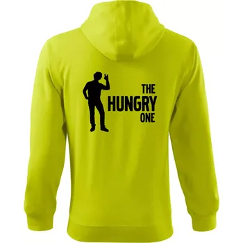 Pánská mikina Bachelor party - The hungry one - Mikina s kapucí na zip trendy zipper - 3XL ( Limetková )