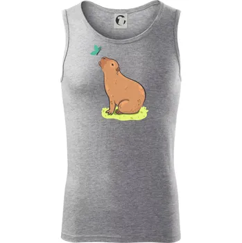 Kapybara a motýlek - Tílko pánské Core - S ( Tmavě šedý melír )