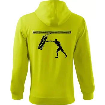 Pánská mikina Boxing boxer - Mikina s kapucí na zip trendy zipper - S ( Limetková )