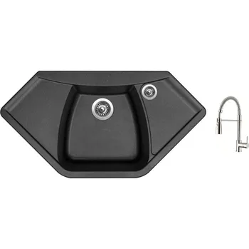 Granitový dřez Set Sinks NAIKY 980 Metalblack + baterie Sinks MIX 35 PROF S chrom