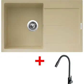 Granitový dřez Sinks ULTIMA 790 Sahara + ELASTA S černá matná