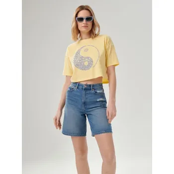 Oblečení a móda Sinsay - Crop top s&nbsp;potiskem - žlutá - 7919J-11X - 7919J-11X-S