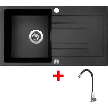Granitový dřez Sinks RAPID 780 XC Granblack + Elasta nerez/černá