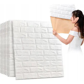 Tapeta TAPETA NA ZEĎ SAMOLEPICÍ PANEL CIHLA BÍLÁ 3D KÁMEN 70x77 cm 10 ks