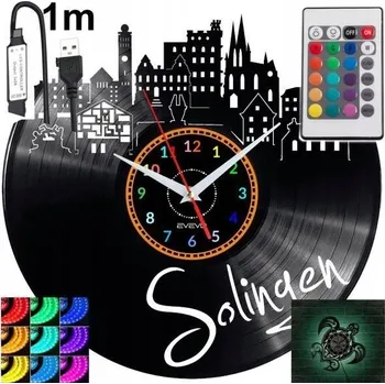 Hodiny Solingen Nástěnné Hodiny Podsvícené LED RGB S Dálkovým Ovládáním Vinylová Deska Moderní