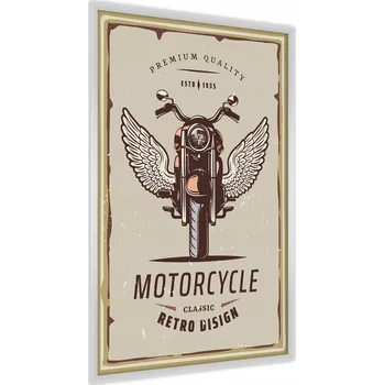 Obraz Plakát MOTOCYKL Křídla Nápisy Retro Styl 30x40