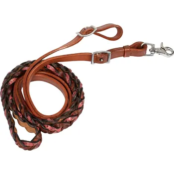 Westernové proplétané otěže z kůže, růžové