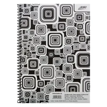 Blok Blok BLACK WHITE s boční plastovou spirálou A4, linka, 50 listů