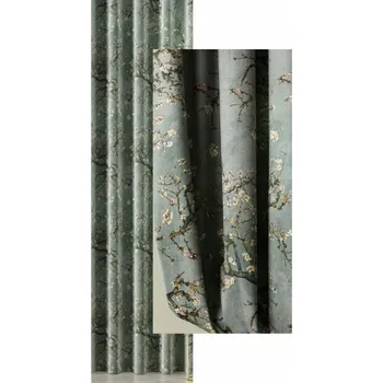 Příslušenství pro záclonu a závěs Závěs 130x170 cm Šalvějově Zelený Samet Měkký S našitou Páskou na Žabky a Tunýlek