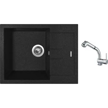 Granitový dřez Set Sinks AMANDA 650 Granblack + baterie Sinks MIX 3 S Chrom