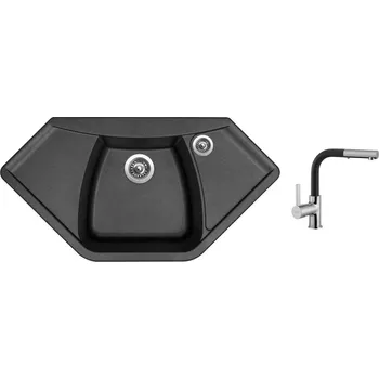 Granitový dřez Set Sinks NAIKY 980 Metalblack + baterie Sinks ENIGMA S Metalblack