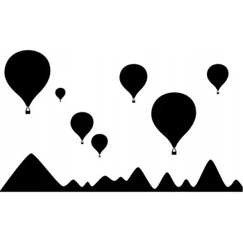 Samolepící dekorace Samolepka na stěnu balóny a hory 8x15cm