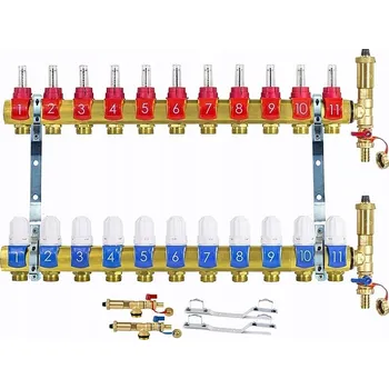 rozdělovač topení Rozdělovač Diamond 11 okruhů mosazný 1" 55 °C