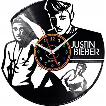 Hodiny JUSTIN BIEBER HODINY NÁSTĚNNÉ DEKORATIVNÍ MODERNÍ VINYLOVÁ DESKA