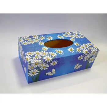 Krabice na papírové kapesníky - Kopretiny s motýlkem