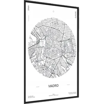 Obraz Nástěnný Plakát MAPA MĚSTA Madrid Nápisy 70x100 v rámu 70 x 100 cm