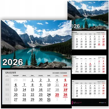 Kalendář Nástěnný Kalendář Trojdílný 2026 PROMIENNÝ VZHLED Do Kanceláře Dárek Vzory