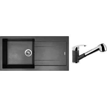 Granitový dřez Set Sinks AMANDA 990 Metalblack + baterie Sinks LEGENDA S Metalblack
