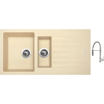 Granitový dřez Set Sinks PERFECTO 1000.1 Sahara + baterie Sinks MIX 35 PROF S chrom