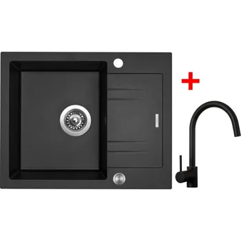 Granitový dřez Sinks LINEA 600 XC Metalblack + Vitalia černá matná