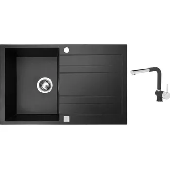 Granitový dřez Set Sinks GRANDE 800 Metalblack + baterie Sinks MIX 3 P Metalblack