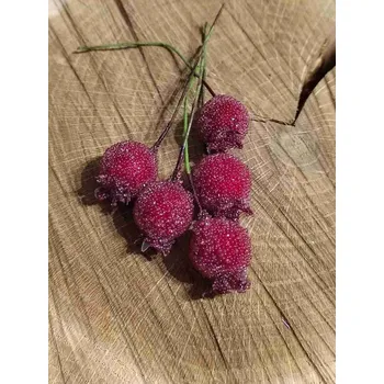 umělá květina Šípek ojíněný na drátku 5 ks