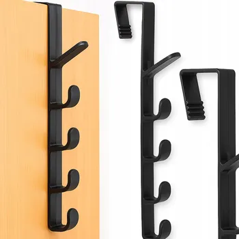 Věšák Černý věšák na dveře Przydasie.pl s 5 háčky plast